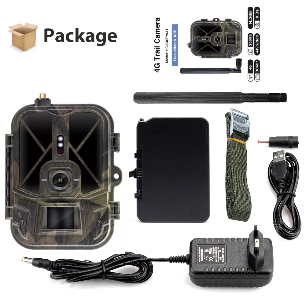 HC-940pro-li 4G 4K 30MP Trail Camera 8000mA LI-Battery Waterproof Supports Picture Video Transmission Live Video Compatible SD