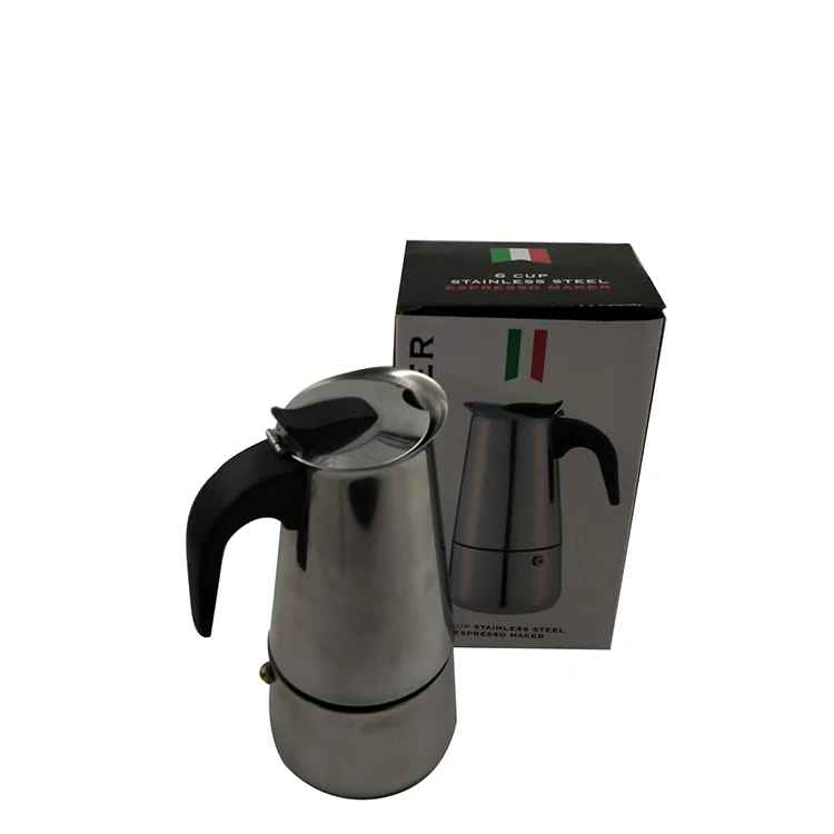 Wholesal Cafetera Espresso Coffee Maker Pot 2-9Cup Aluminum Italy Business Metal Tools Box Logo Time Sets Tea