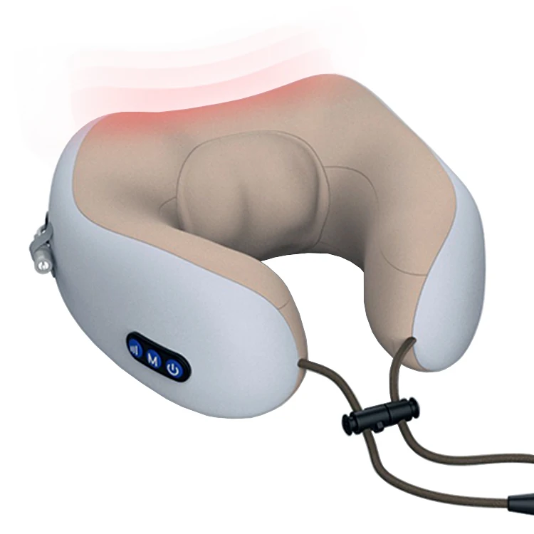 u shape portable smart handheld wireless relaxation shiatsu neck massage pillow vibrator massager For travel or office