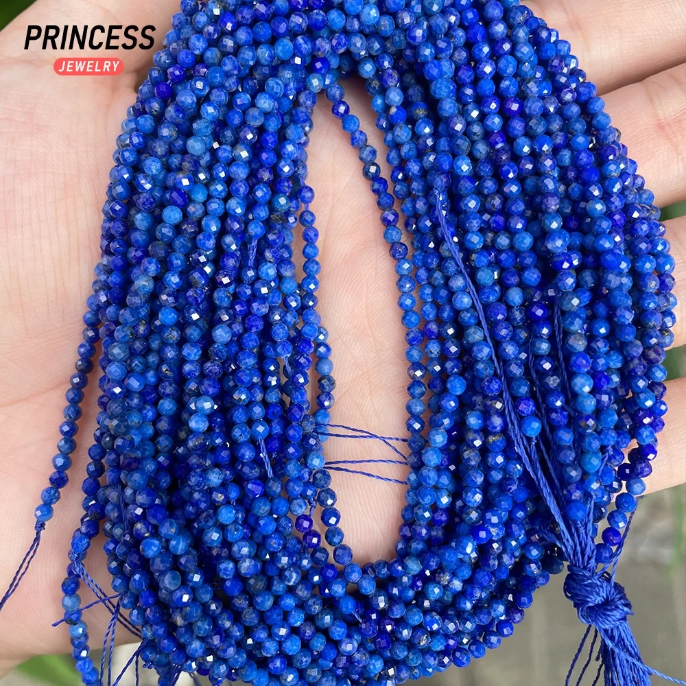 JSES Wholesale A+ Natural Lapis Lazuli Faceted Beads 2/2.5/3mm Loose Gemstone Crystal And Stone Beads for Jewelry Making DIY