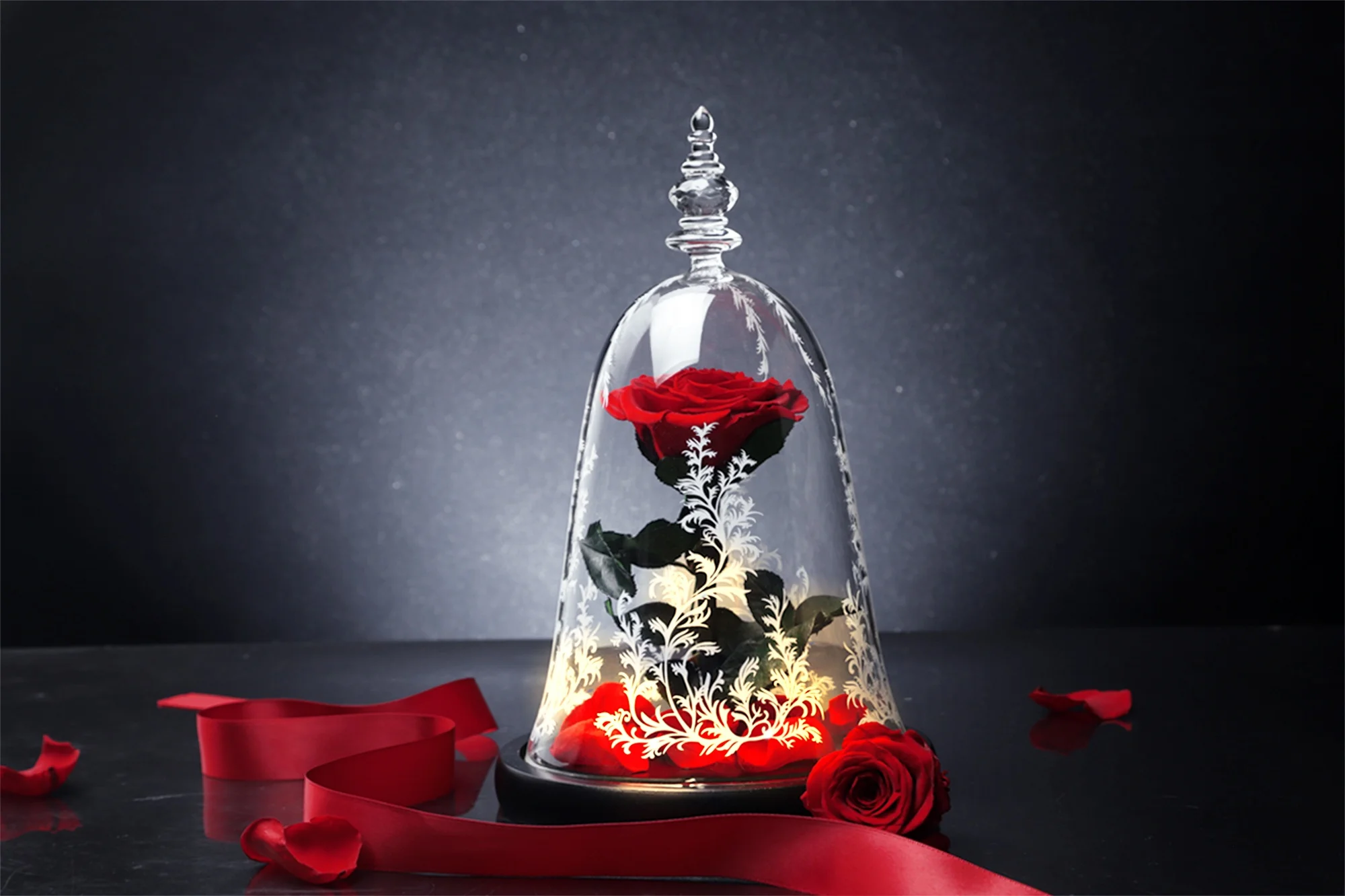 EVERY LOVE Hot Sale Eternal  Preserved Rose in Glass Dome Beauty and the Beast Christmas Gifts for Women