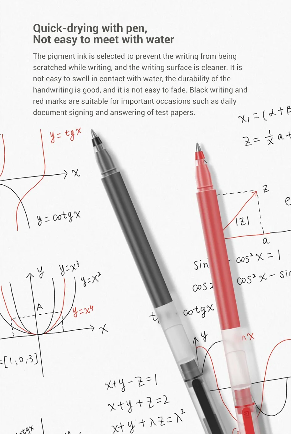 Original Xiaomi 10pcs Sign Pen Mijia Gel Pens 0.5MM Super Durable Black Red Ink Smooth Switzerland Refill Mikuni Japan Ink Drop