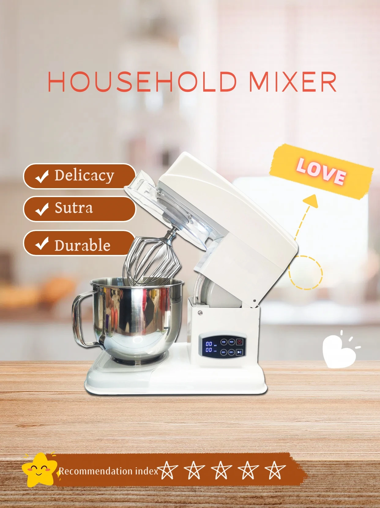 High quality 7L high capacity professional household appliances kitchen stand Food mixer, Lcd