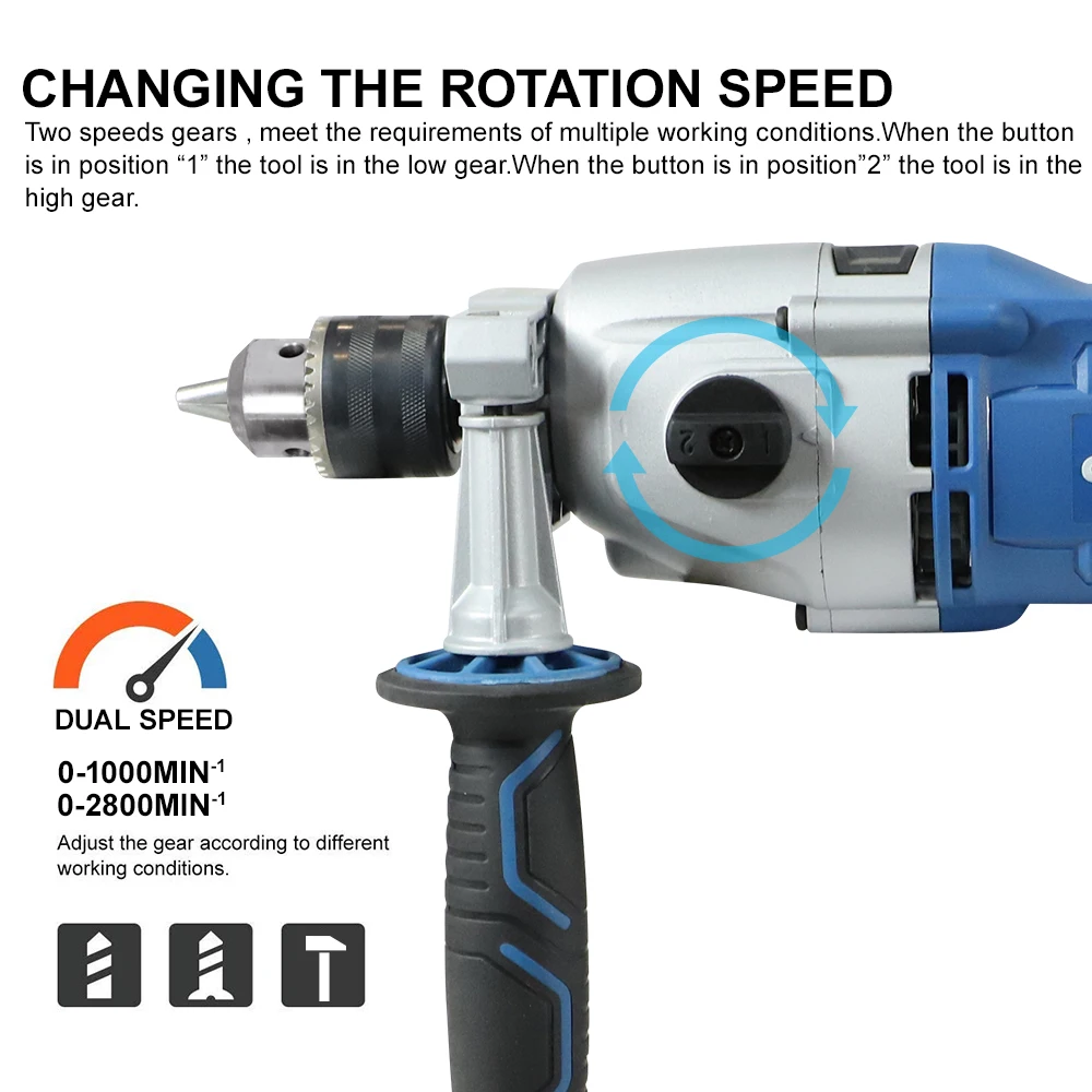 Galaxia New Arrival 13mm Electric Impact Drill 1200W Input Power Wood Concrete Drilling Machine