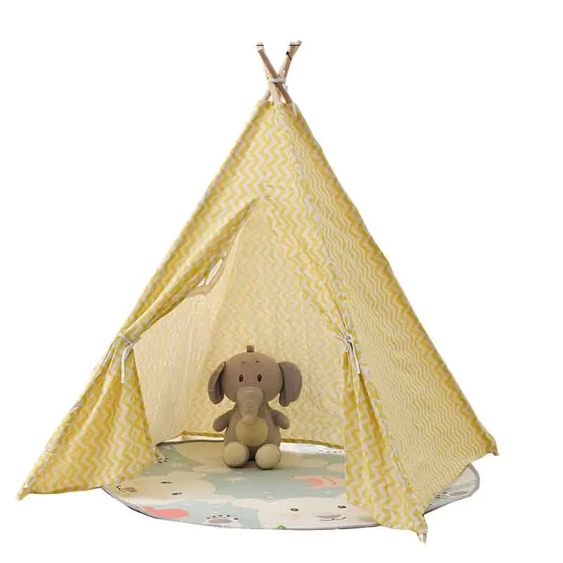 1.1M Kids  Play House Triangle Game Tent Kids Teepee Tent Cotton  Teepee For Children Toddler Indoor Outdoor Funny