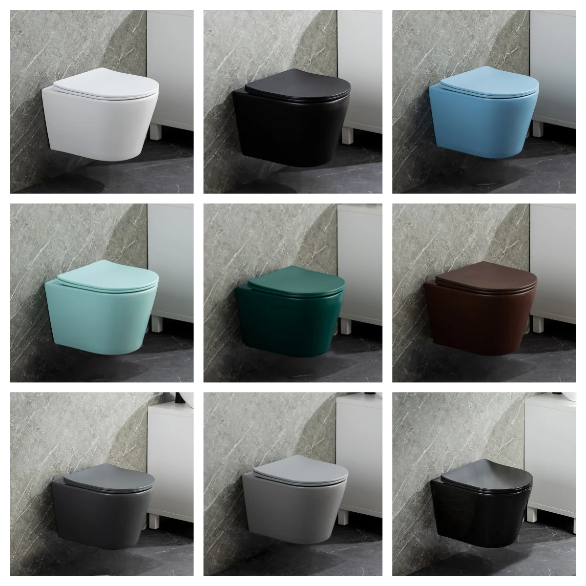 Modern Porcelain CE Rimless Wall Mounted Basin Toilet Toilet Bowl Sink Set