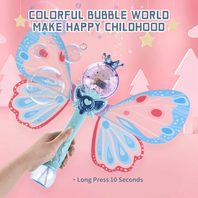 Hot Selling Outdoor children playing toys B/O Butterfly bubble wand for girls