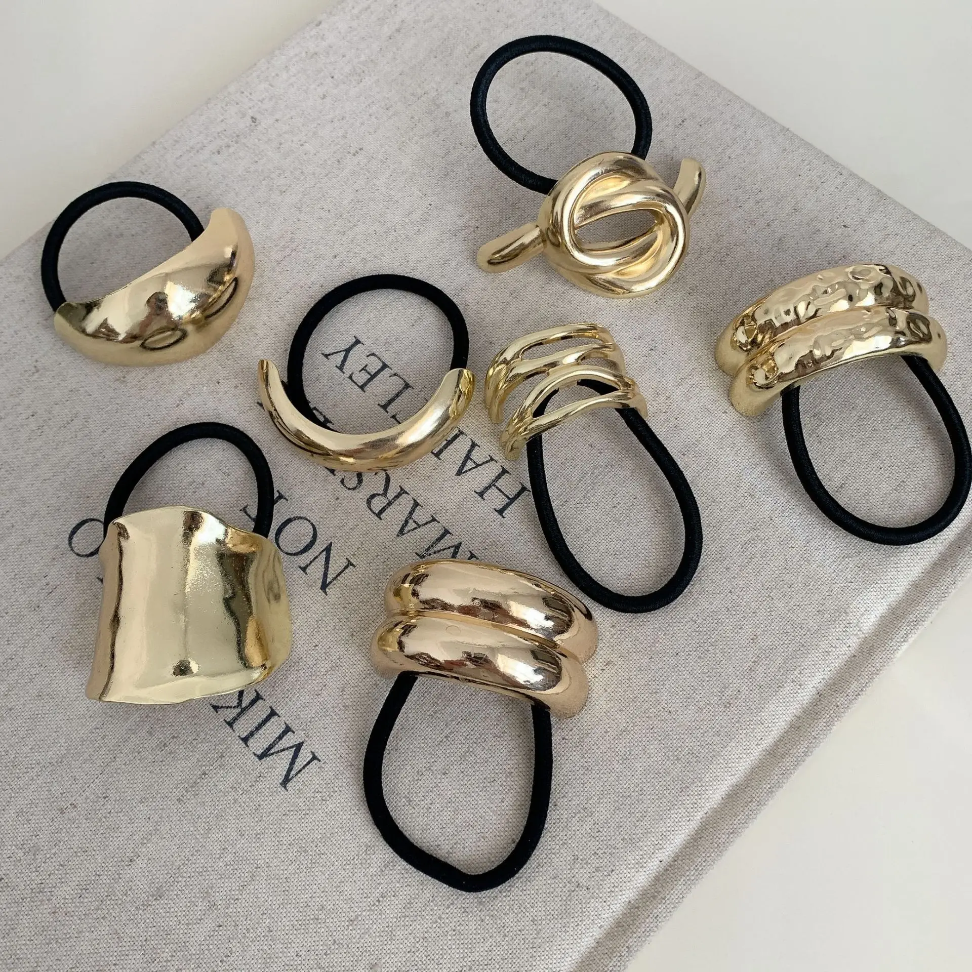 Fashion Simple Rubber Band Metal Hair rope gold Pony Cuffs Metal Hair Ties Hair Accessories for women