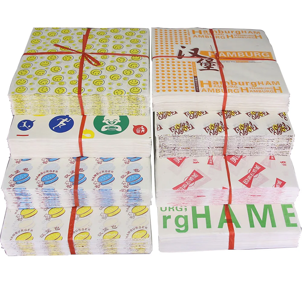 Оптовая продажа, печатная многоразовая смазочная бумага для воска для пищевых продуктов, стандартный размер, бумага для бургеров