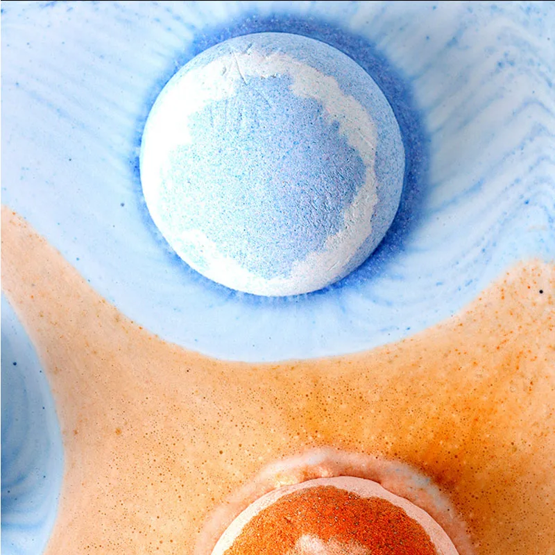 Custom 9 pcs Gift Package Portable Sea Salt Bath Uranus Venus Mercury Bomb Shape Body Spa Gift Set with Bubble Bath Salt