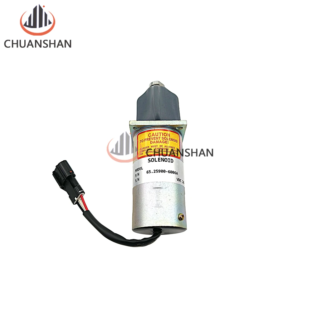300743-00068 Shutdown Solenoid 24V 65.25900-6006A Compatible with Daewoo Doosan Engine D1146T P158LEP180LE P222LE