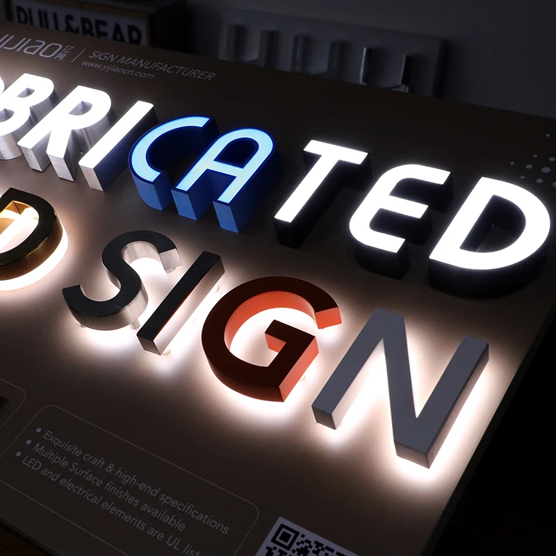 3D Fabricated metal illuminated sign Stainless Steel Channel Letters for Business