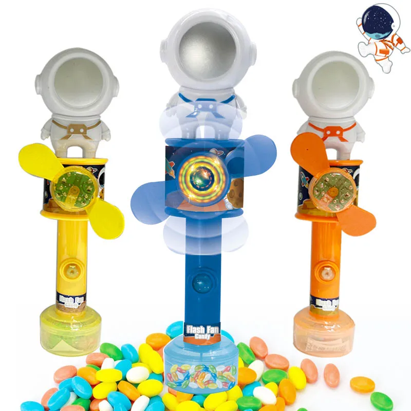 Space-themed Light-up Fan Toy Candy Enjoy Sweet Candies and Cool Breeze Great Candy Fan Choice for Kids