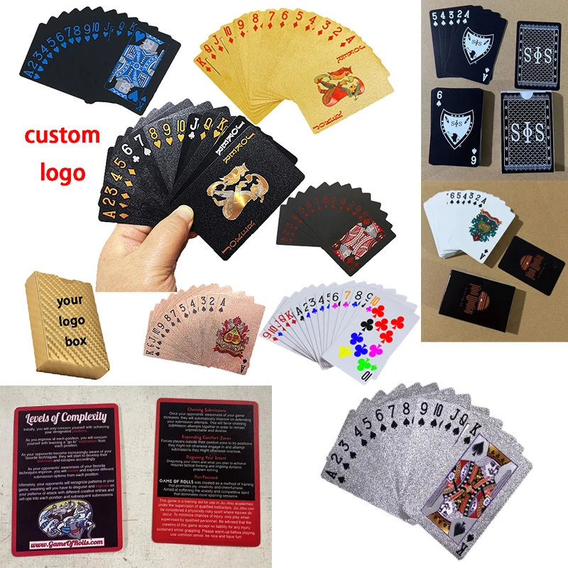 Best Quality Gift Card Game Custom Printing Playing Card Advertising Poker For Adults Play logo board games gold black silver 54