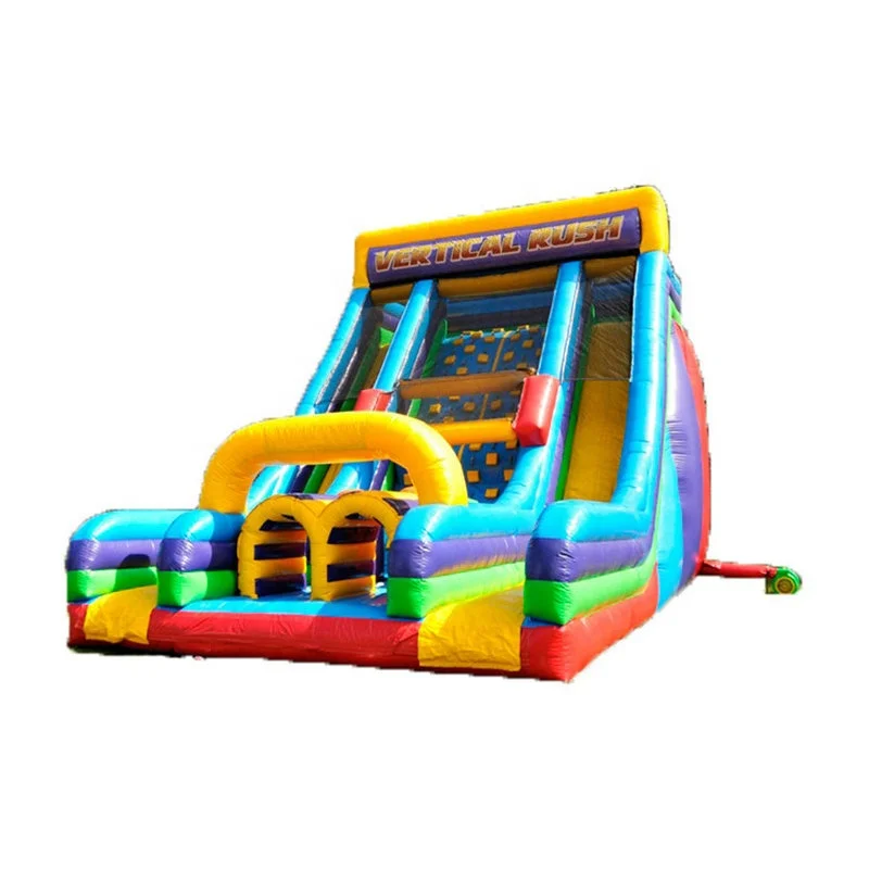 
Double Line Inflatable Slide With Climbing Rock Inflatable Park Trampoline For Kids Slider 