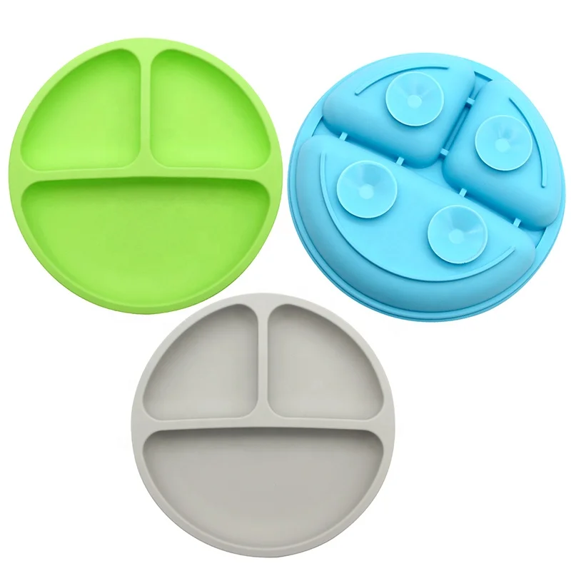 Wellfine Amazon Hot Sales Silicone Baby Plates for Toddler Kid Eco-friendly Non-toxic Silicone Suction Plate Baby