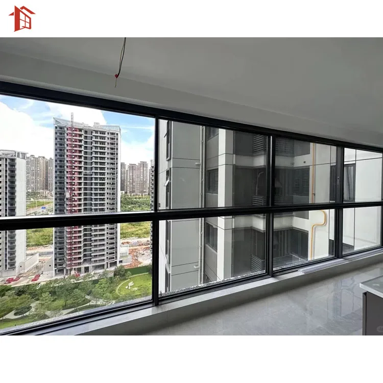 Broken Bridge Aluminum Sliding Window Heavy Duty Tempered Glass Commercial Viewing Window