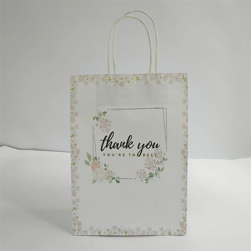 22*27*11cm Thank You Gift Bags Kraft Paper Candy Cookies Packing Bag Wedding Gift For Guest Birthday Wedding Party Decoration