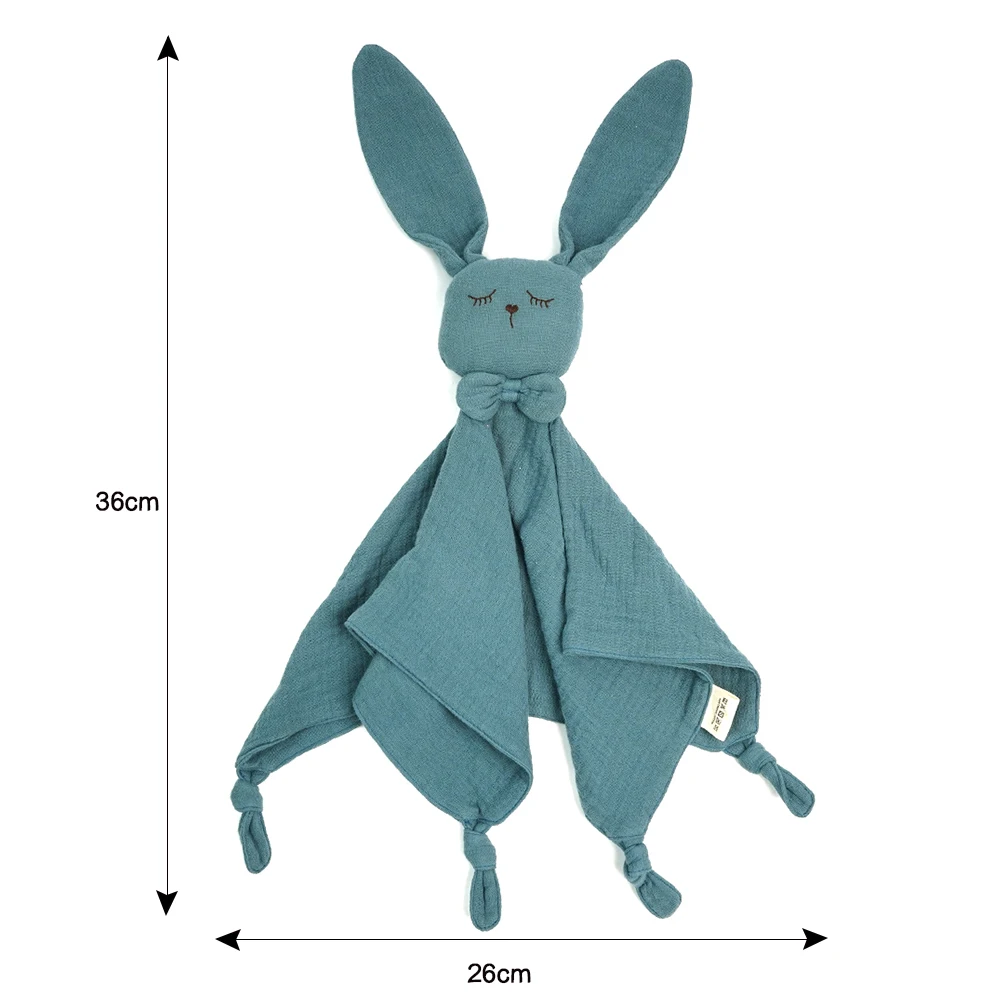 Baby Safety Bunny Blanket Soft  Lovey Baby Gift Organic 100% Cotton Muslin Rabbit Security Blanket