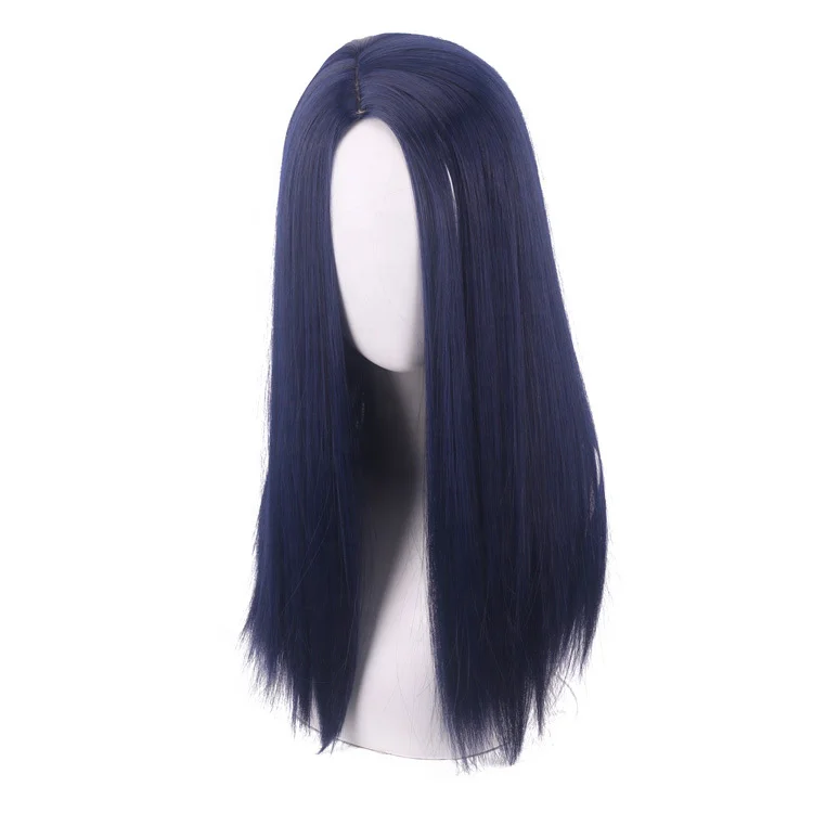 Wholesale LOL League of Legends Anime Wig 50cm Long Straight Dark Blue Caitlyn Wig Cosplay Synthetic Heat Resistant Hair Wig