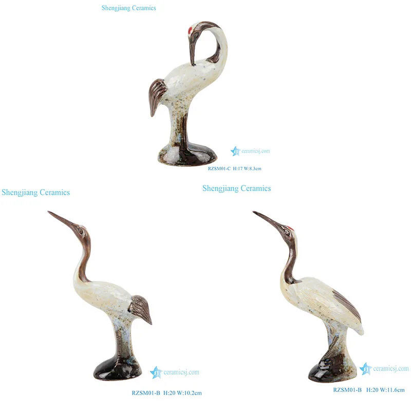 RZSM01-B Colorful glaze kiln changed glaze carving sculpture single feather crane