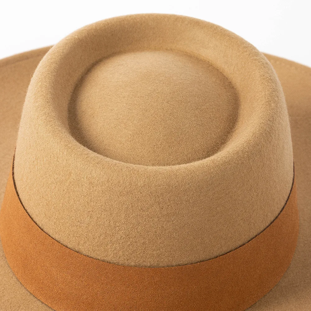 Wholesale High Quality Australian Wool Wide Stiff Brim Felt Pork Pie Hat For Men Women