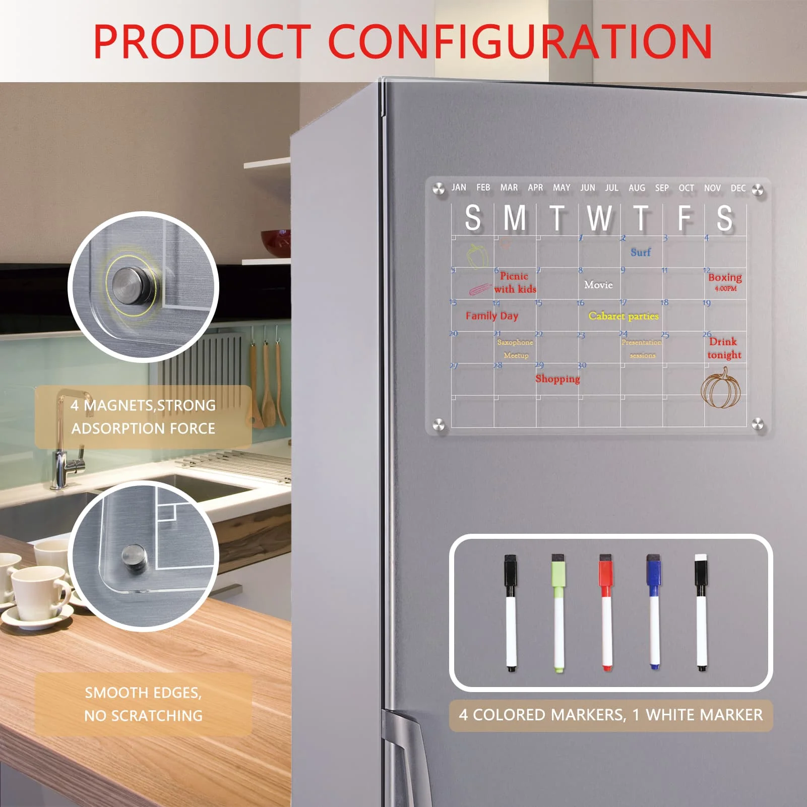 HOMIDEK Amazon Acrylic Dry Erase Board Calendar Acrylic Magnetic Whiteboard Planner for Fridge