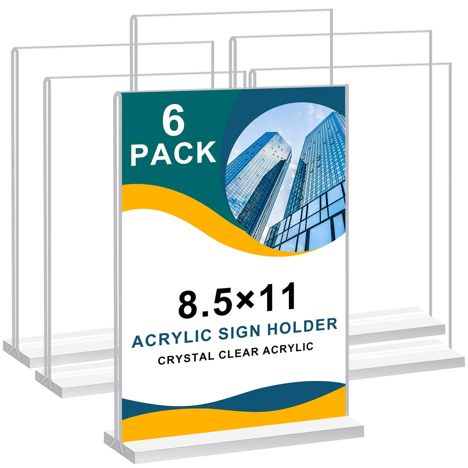Customized T Shaped Acrylic Sign Holder Clear Double Sided Tabletop Stand 8.5x11 Acrylic Menu Holders