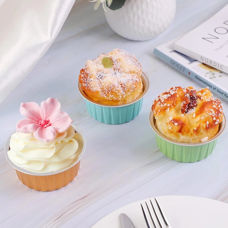 GDMEI Factory Outlet Disposable Round Baking Aluminum Foil Container Small Aluminum Cupcake Mold Foil Paper Cake Cup