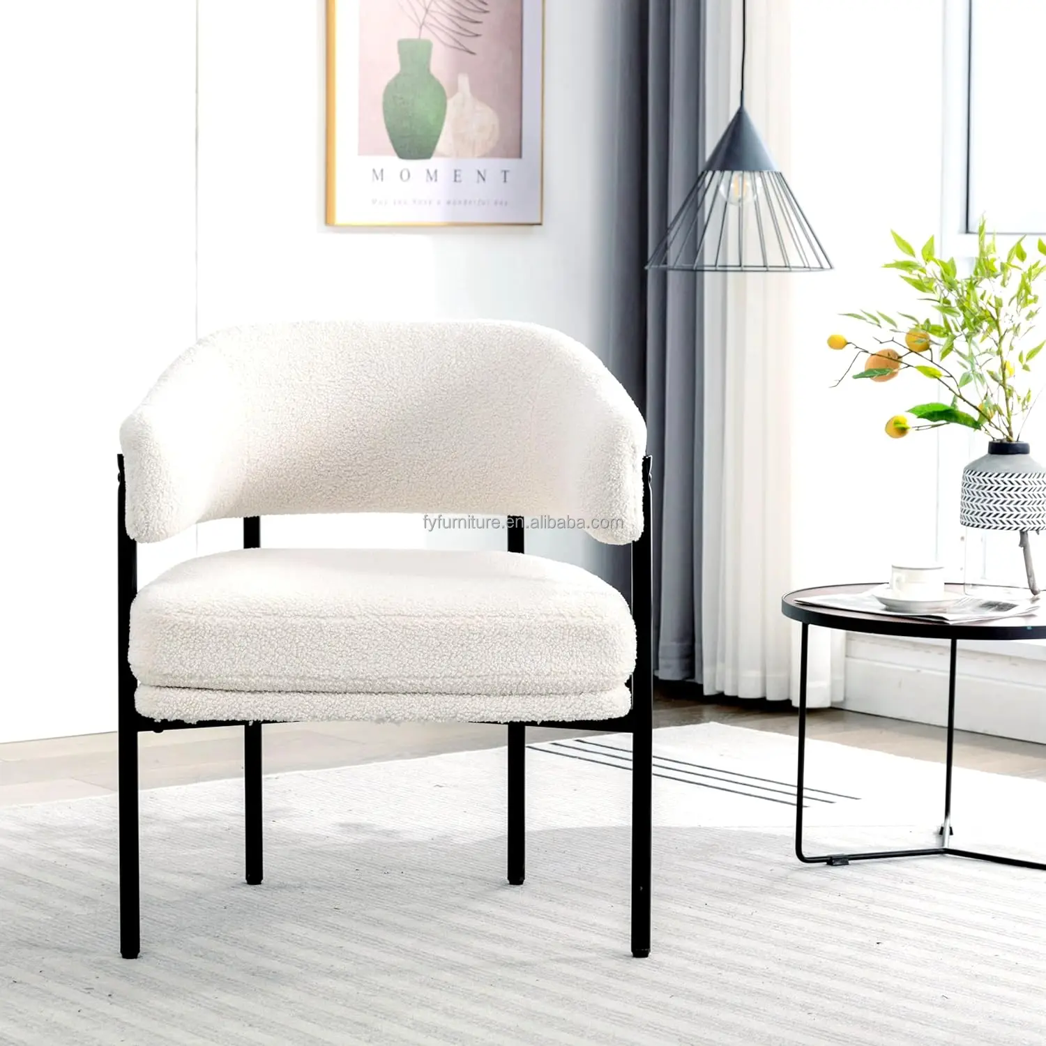 Industrial Price Modern Italian Nordic Design Teddy Wool Dining Chairs for Living Room