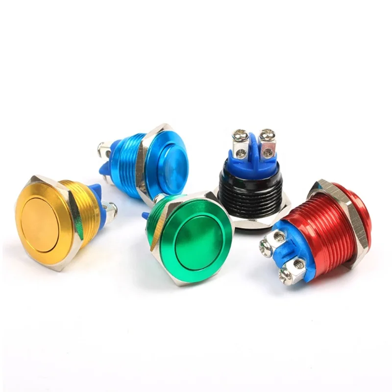 Metal brass Push Button Switch Momentary Button Switch domed/flat/high round Momentary button screw terminal waterproof