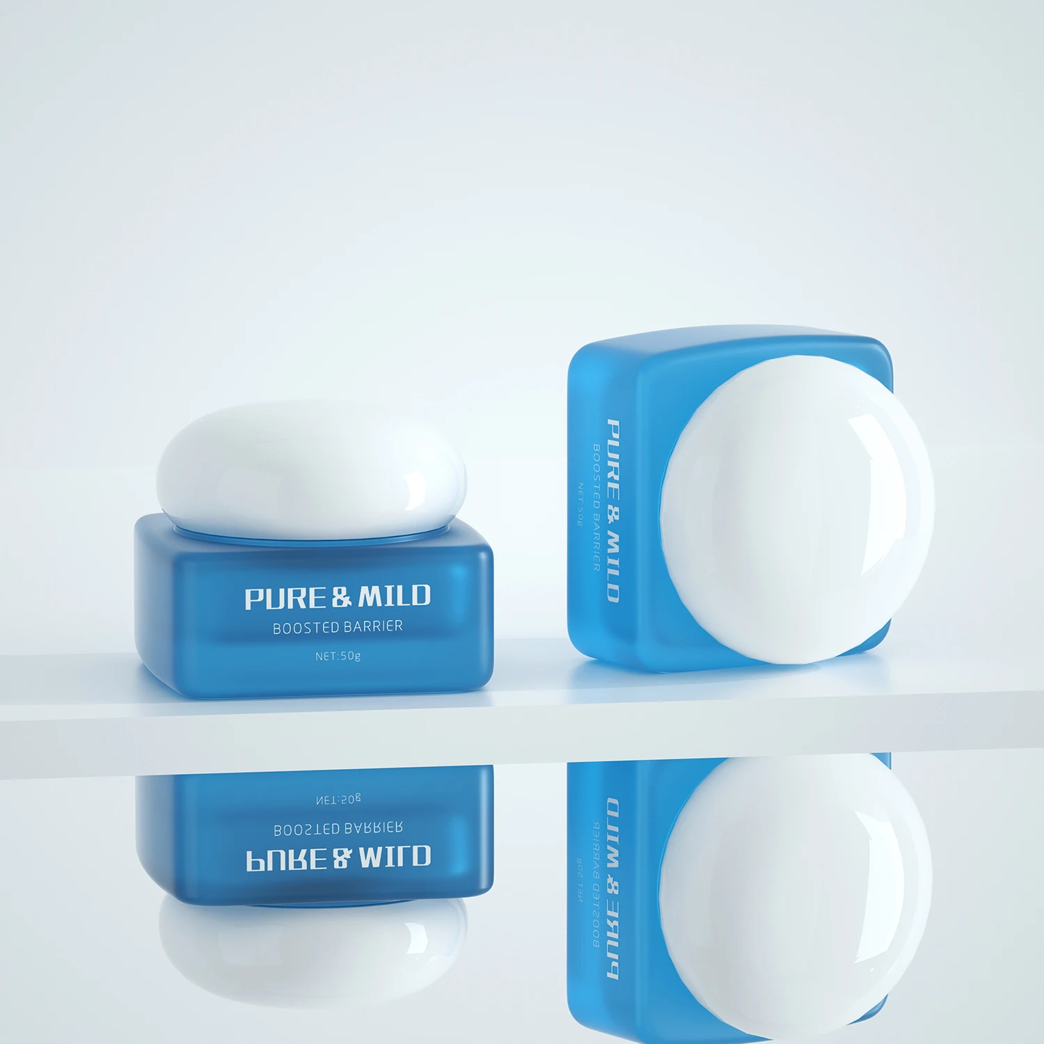 Custom 30 g 50g Luxury Empty Skincare Packaging Eye Facial Cream Jar Square Glass Cosmetic Glass Jars With Screw Lid