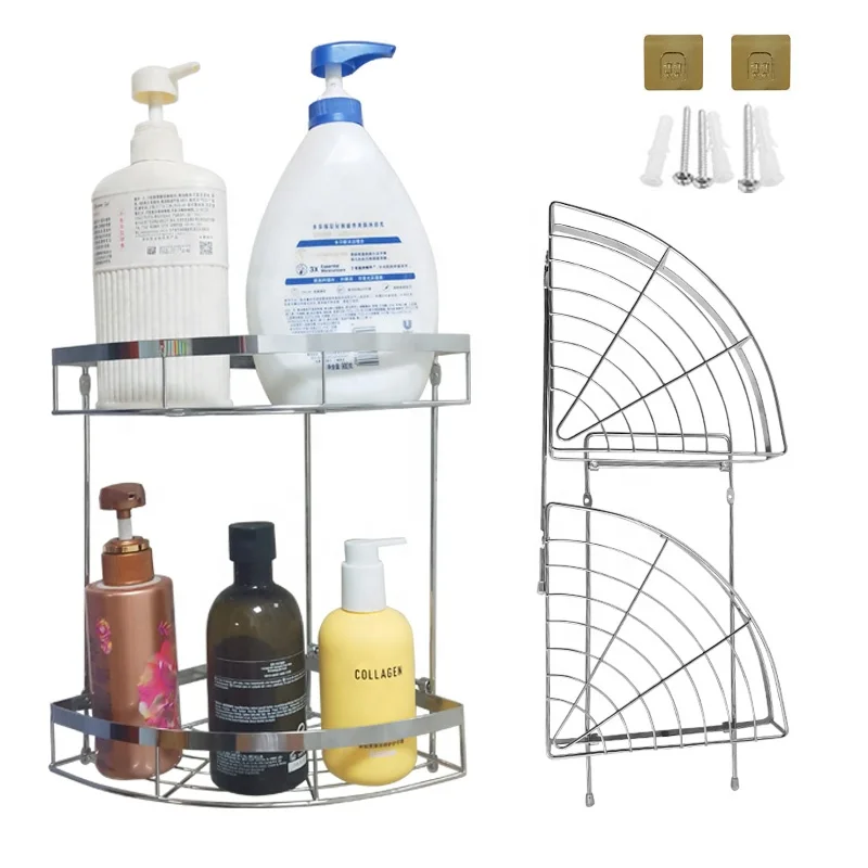 High Quality Factory Design Metal 2-3 Tiers triangular Folding bathroom Corner shower Caddy Bathroom Corner Rack For Shampoo