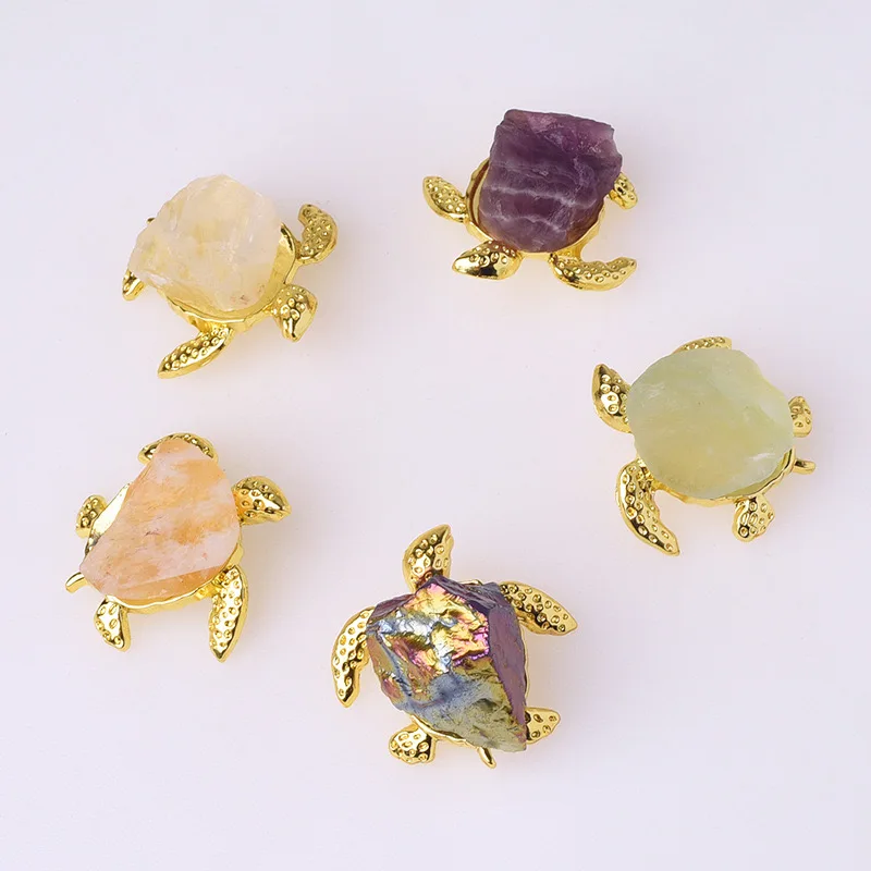 Natural Raw Crystal Stone Carvings Crafts Raw Stone Turtle Tortoise for Souvenir