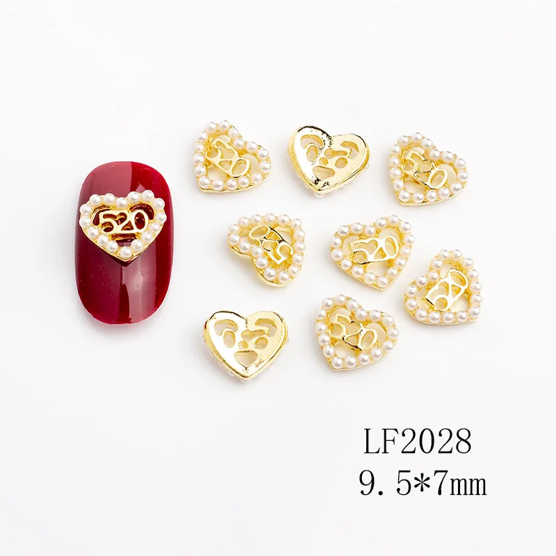 3D металлические украшения для ногтей Love Valentine ювелирные из циркона сплав алмазные подвески маникюрный