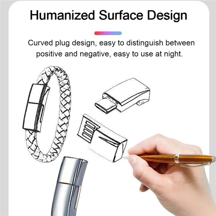 Wearable USB Charging Bracelet Charging Cable Micro USB Charger Cable For iPhone Samsung Galaxy S10 S9 Note 8 Xiaomi Huawei