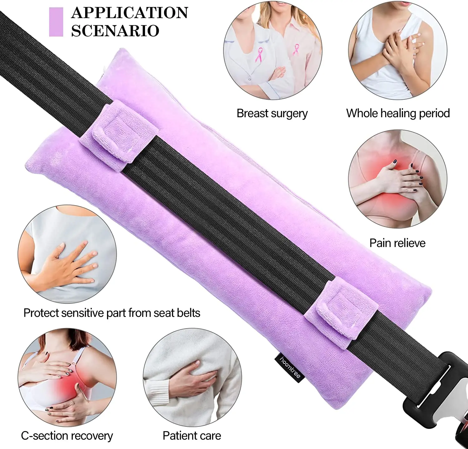 Mastectomy Seat Belt Pillow with Pocket,Post Surgery Seatbelt Pillows for Post-Surgery,Port Pillows for Chemo Patients