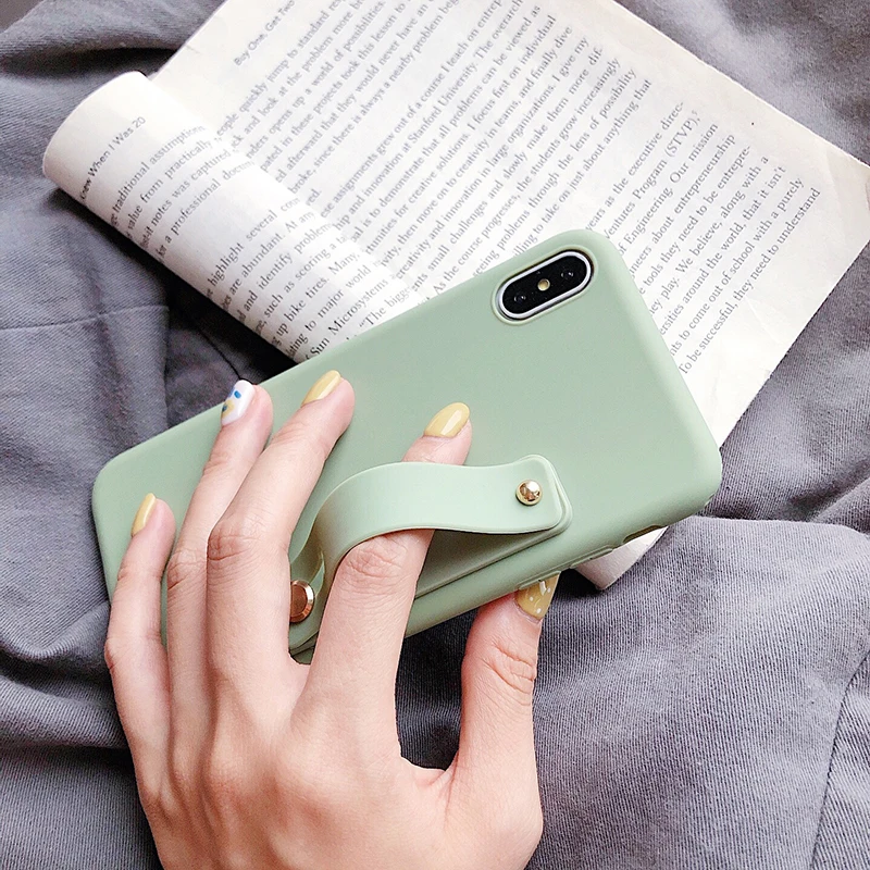 Soft Frosted TPU Blank Case with Wrist Band Cell Phone Case Wholesale Matte TPU Back Cover for iPhone X/xs max