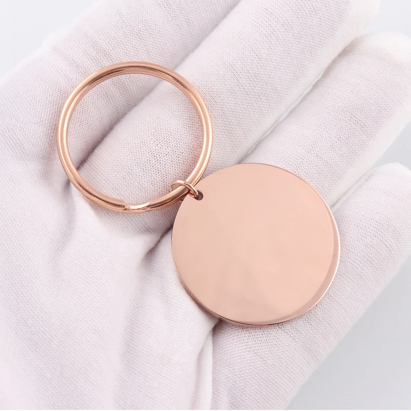 32mm Round Shaped New Fashion Stamping Blank Stainless Steel Dog Tag Key Ring Jewelry Charm Perfect Gifts