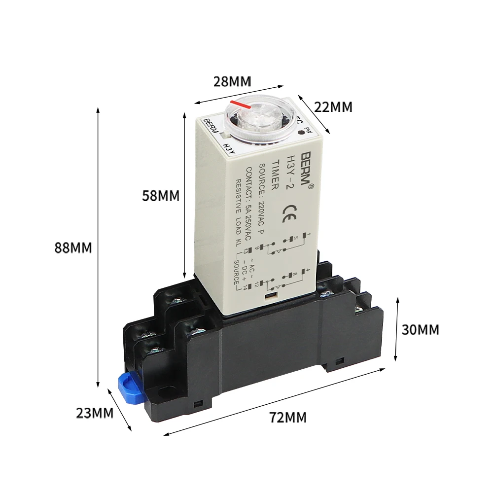 With base H3Y-2 DC24V DC12V AC220V energized time delay relay H3Y-4 small time relay