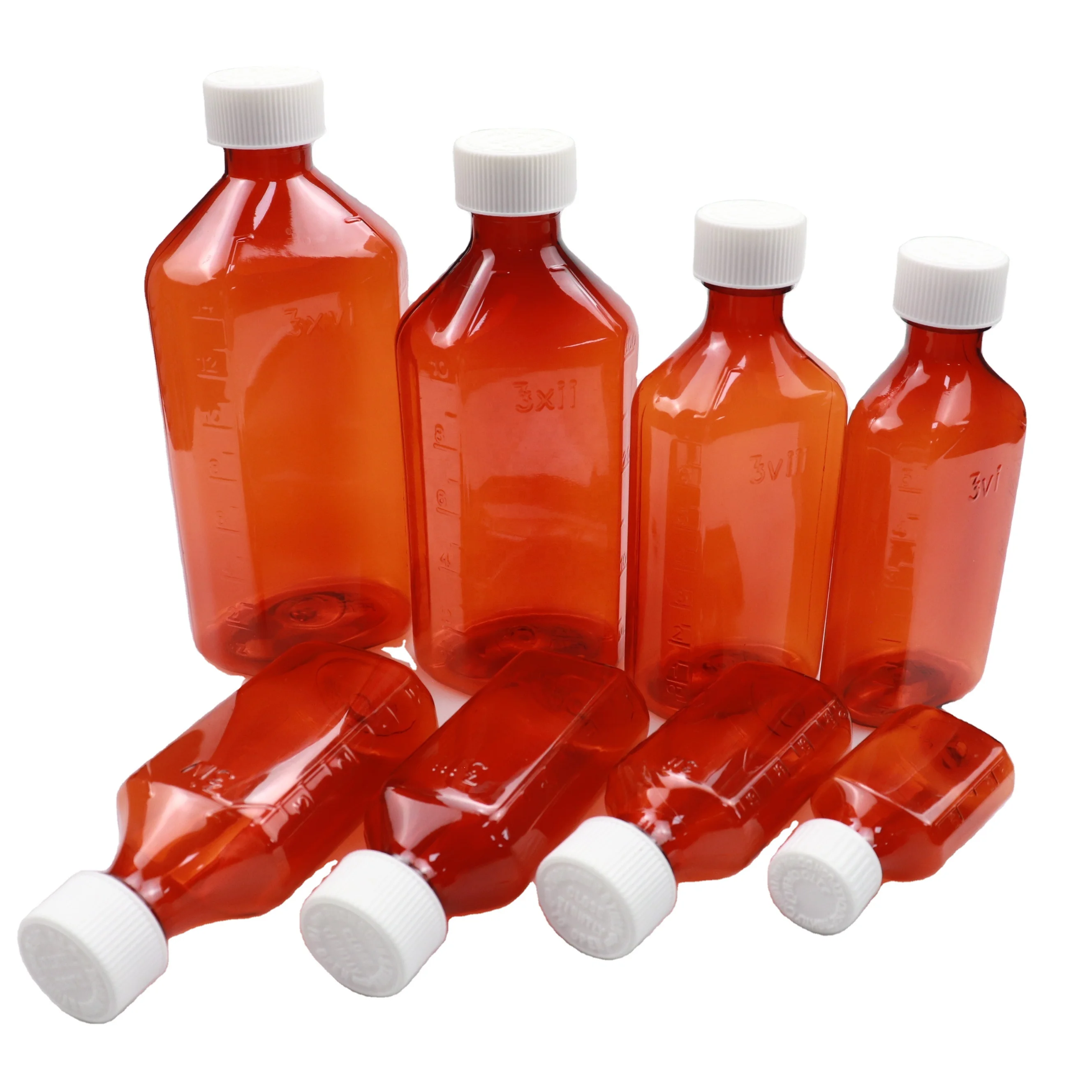 Wholesale 8 oz Amber PET Oval Liquid Bottle with CR Cap