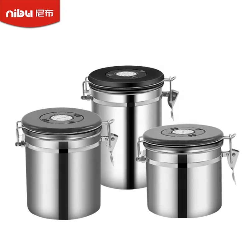 Nibu wholesale food container 304 Stainless Steel Seal Can Sealed Coffee Beans Can Stainless Steel Vacuum Seal for Home Office