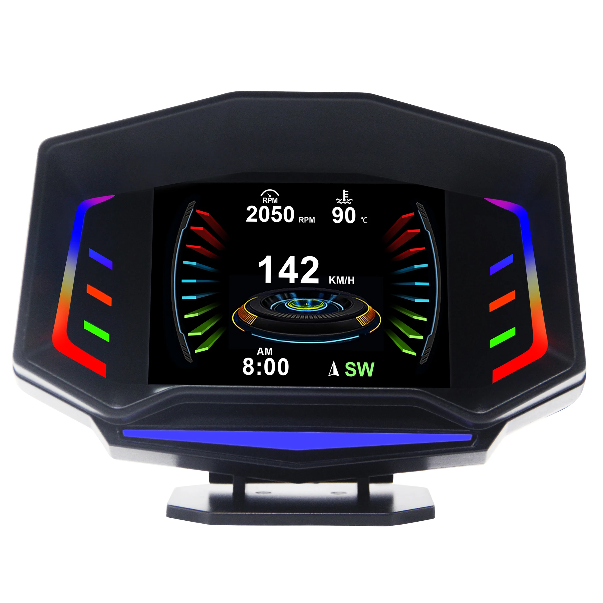 HUD New Auto Electron OBD Gauge Car Alarms GPS Hud Head-up Display Multi-function Diagnostic Tool LCD Display KA AMOLED Support