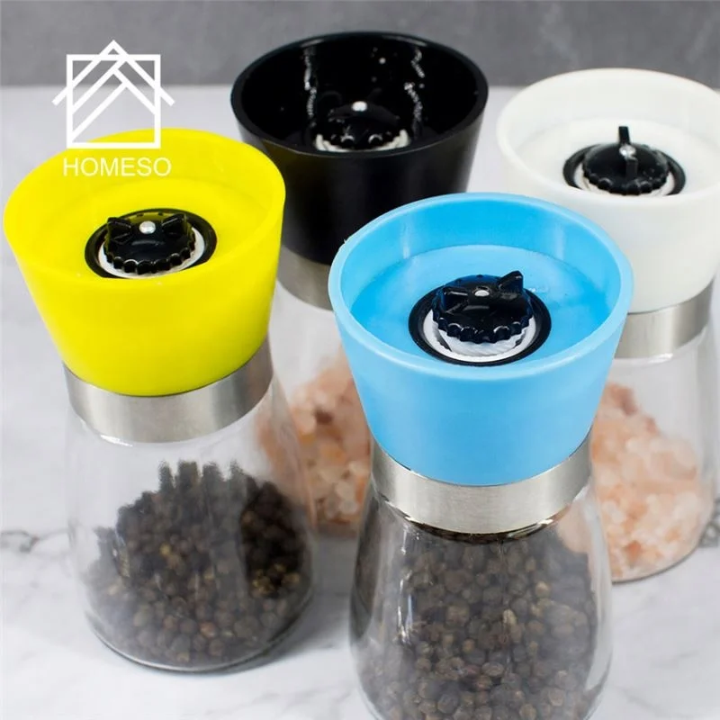 commercial seasoning spice glass bottle jars packaging chili salt pepper grind grinder machine glass