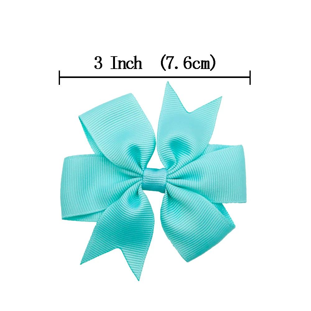 
7.6cm 3 inch 20 Colors Custom Wholesale grosgrain ribbon pinwheel Girls hair bows with Hair Clips 