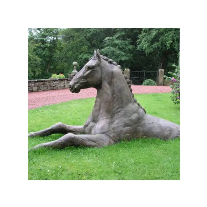 Custom Various Farm Lawn Decor Full Size Bronze Lying Horse Sculpture for Sale