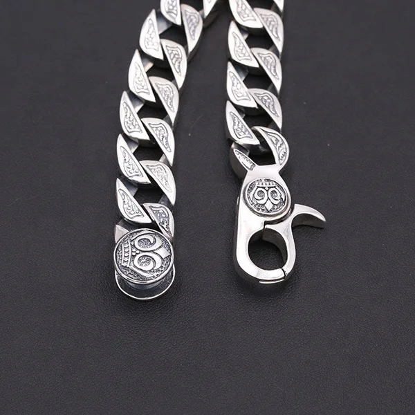 Custom Made Vintage Thick Owl Heavy 925 Tai Silver Bracelet for Men 13.5MM