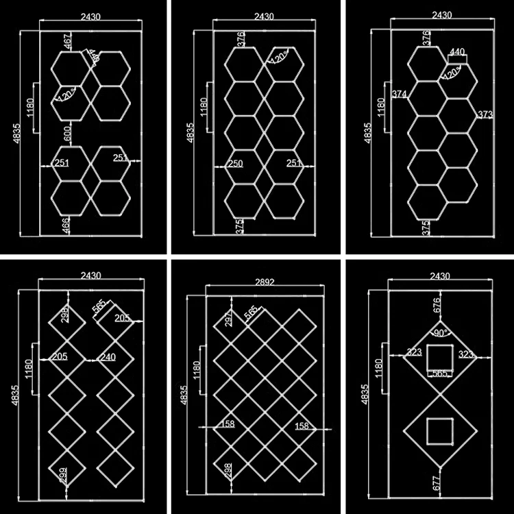 Hexagonal honeycomb automotive led working lights 220v linkable car showroom beauty station care workshop lamp detailing lights