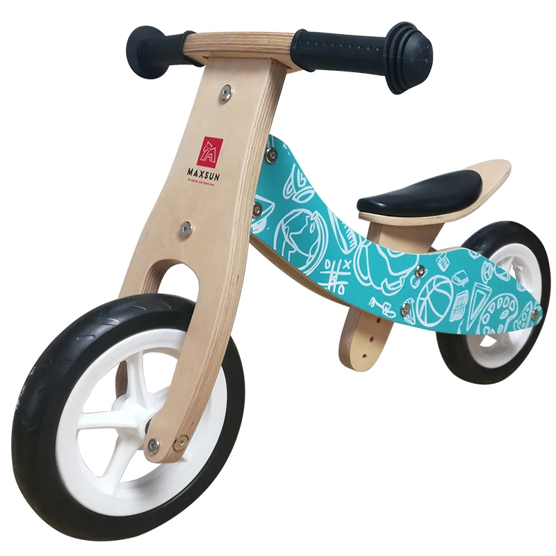 wooden balance bike 9 inch 2-in-1 balance bike  muti-function wooden tricycle