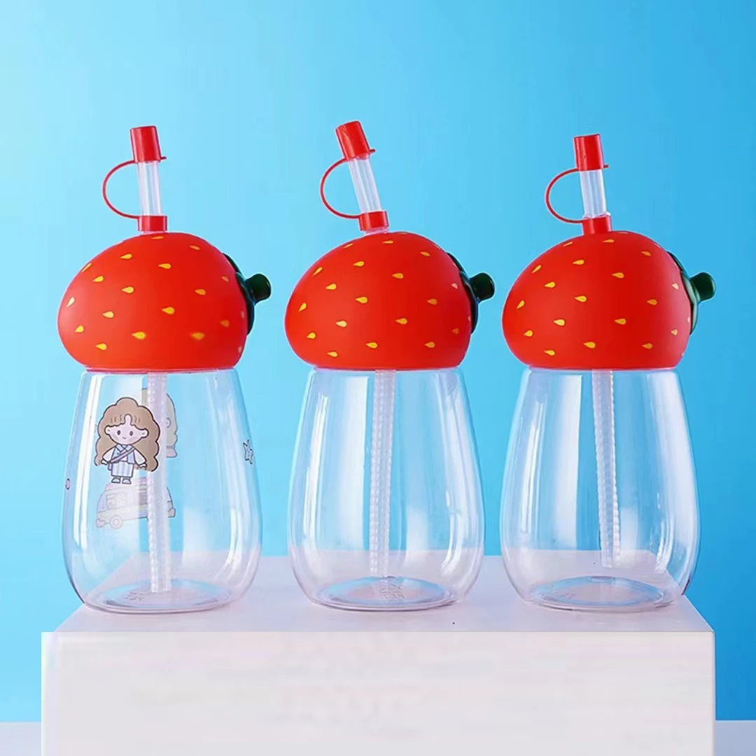 450ml Novelty Custom Wholesale Creative PET Plastic Christmas Halloween Cartoon Animal Lid Bottle Yard Cup With Lid Straw